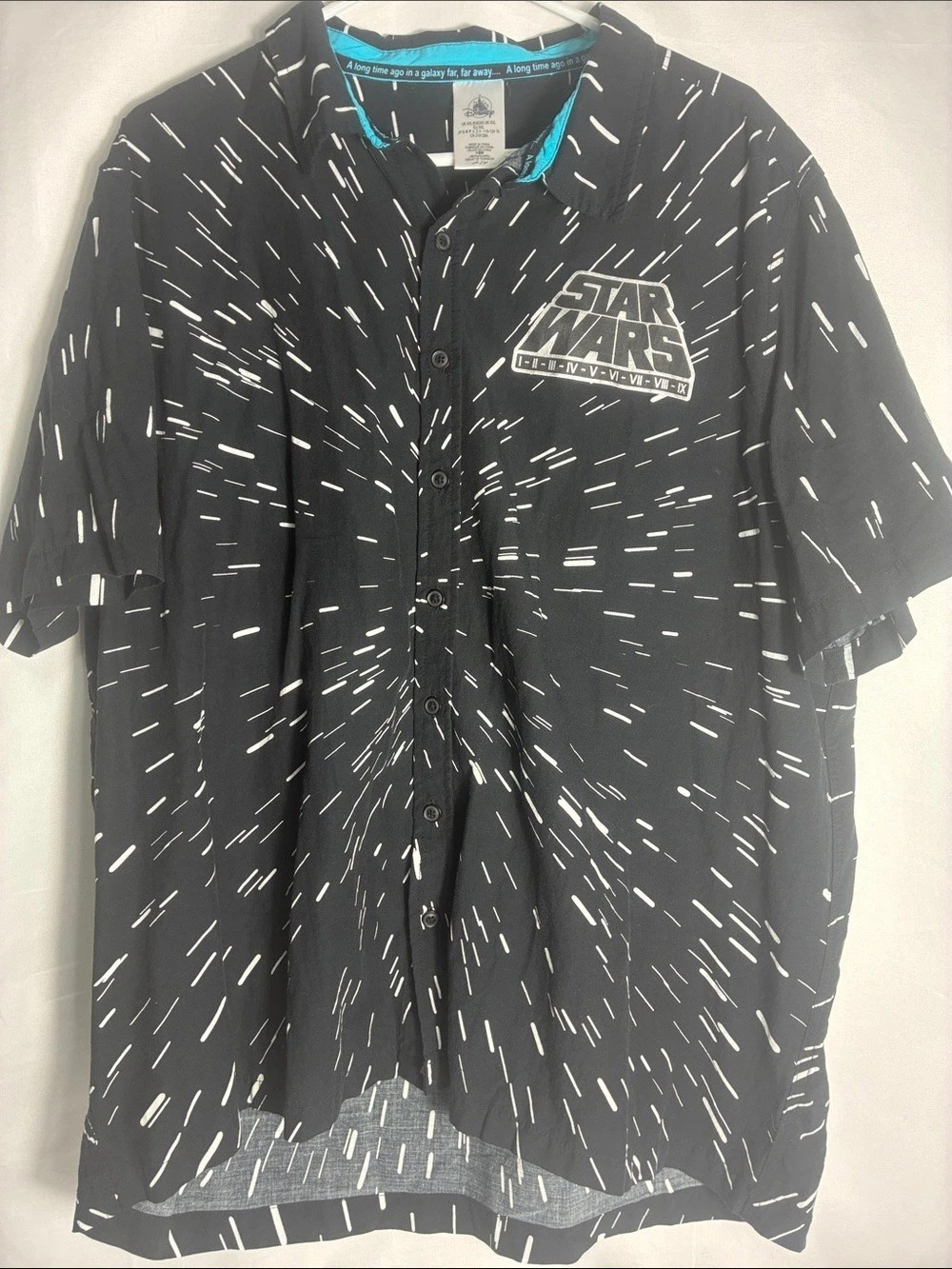 Disney Parks Star Wars Men's Galaxy Hyperspace Lightspeed Button-Up Shirt XXL